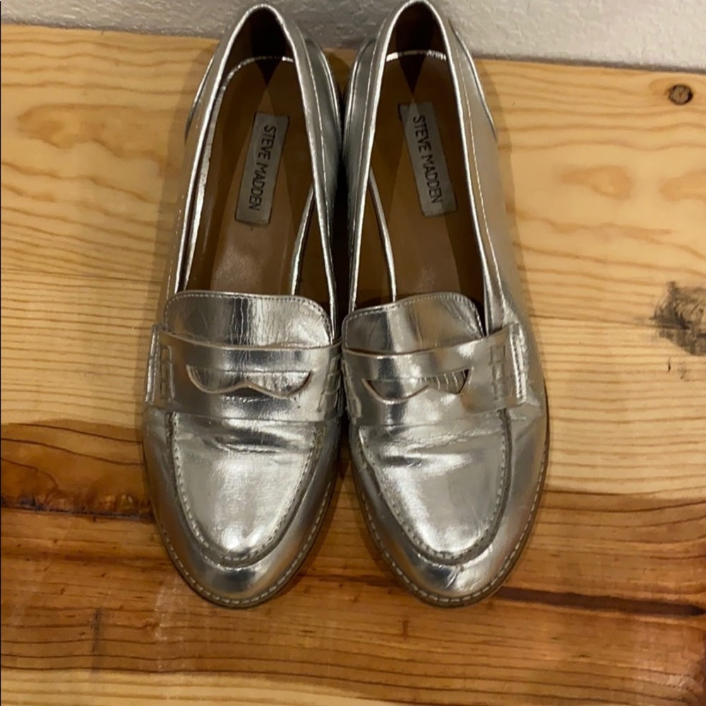 Steve Madden Silver Loafers
